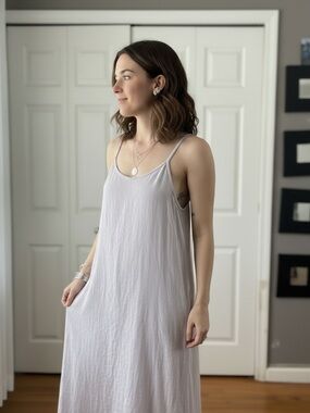 Tan Maxi Slip Dress - Minimal Spaghetti Strap Sundress